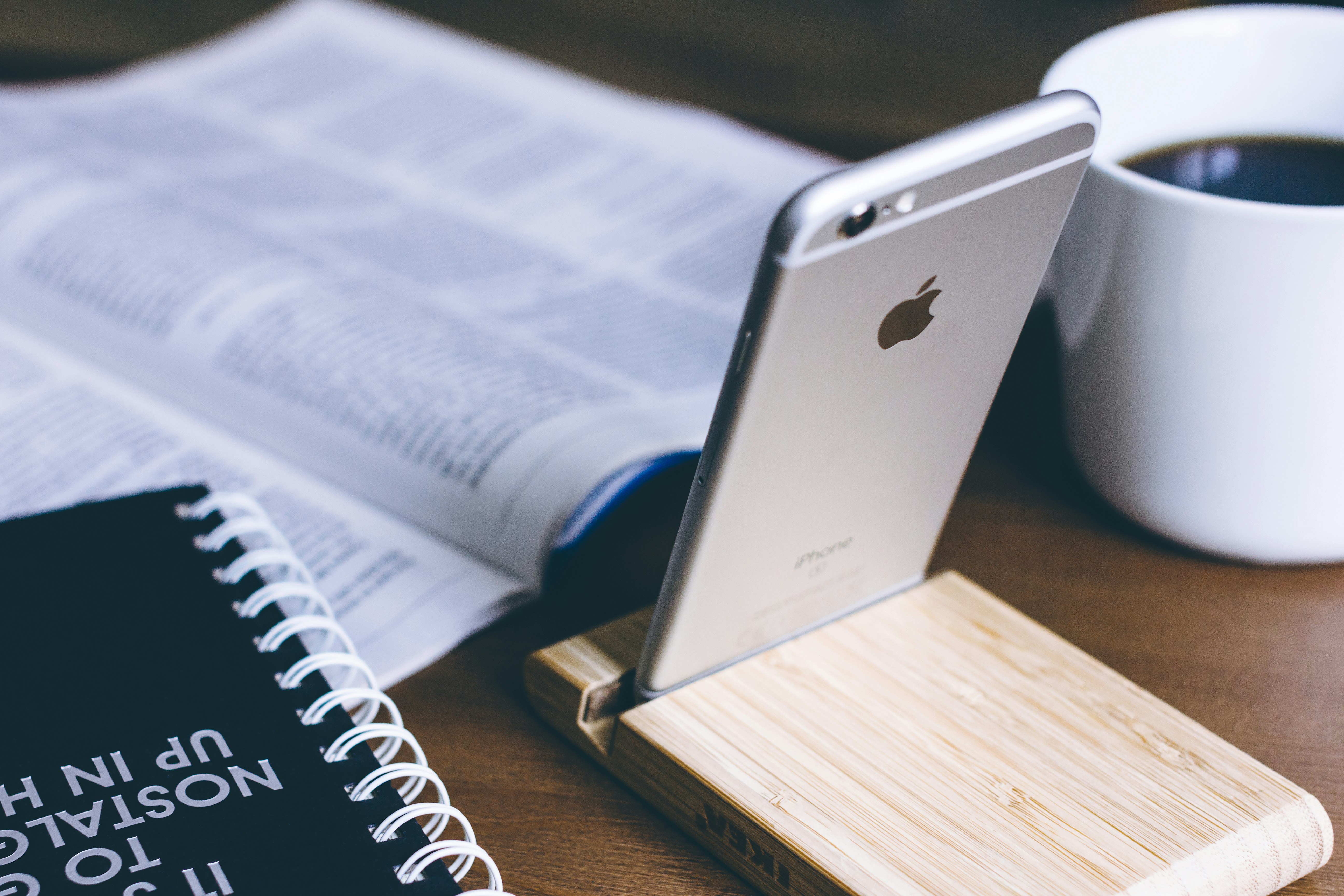 silver iPhone 6 on rack